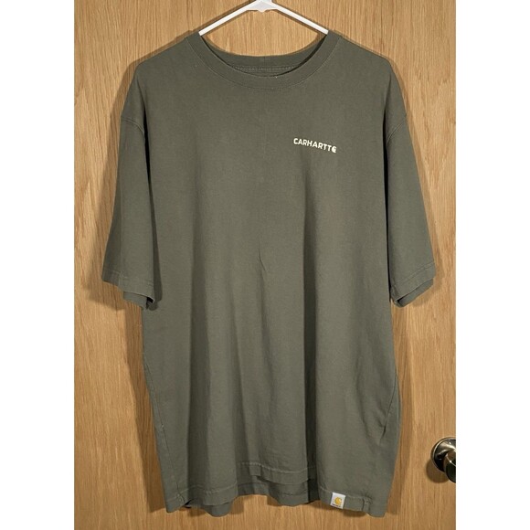 Carhartt Shirt Men's Lg Green Loose Fit Rugged Gear Graphic Tee Workwear Logo - Picture 1 of 9